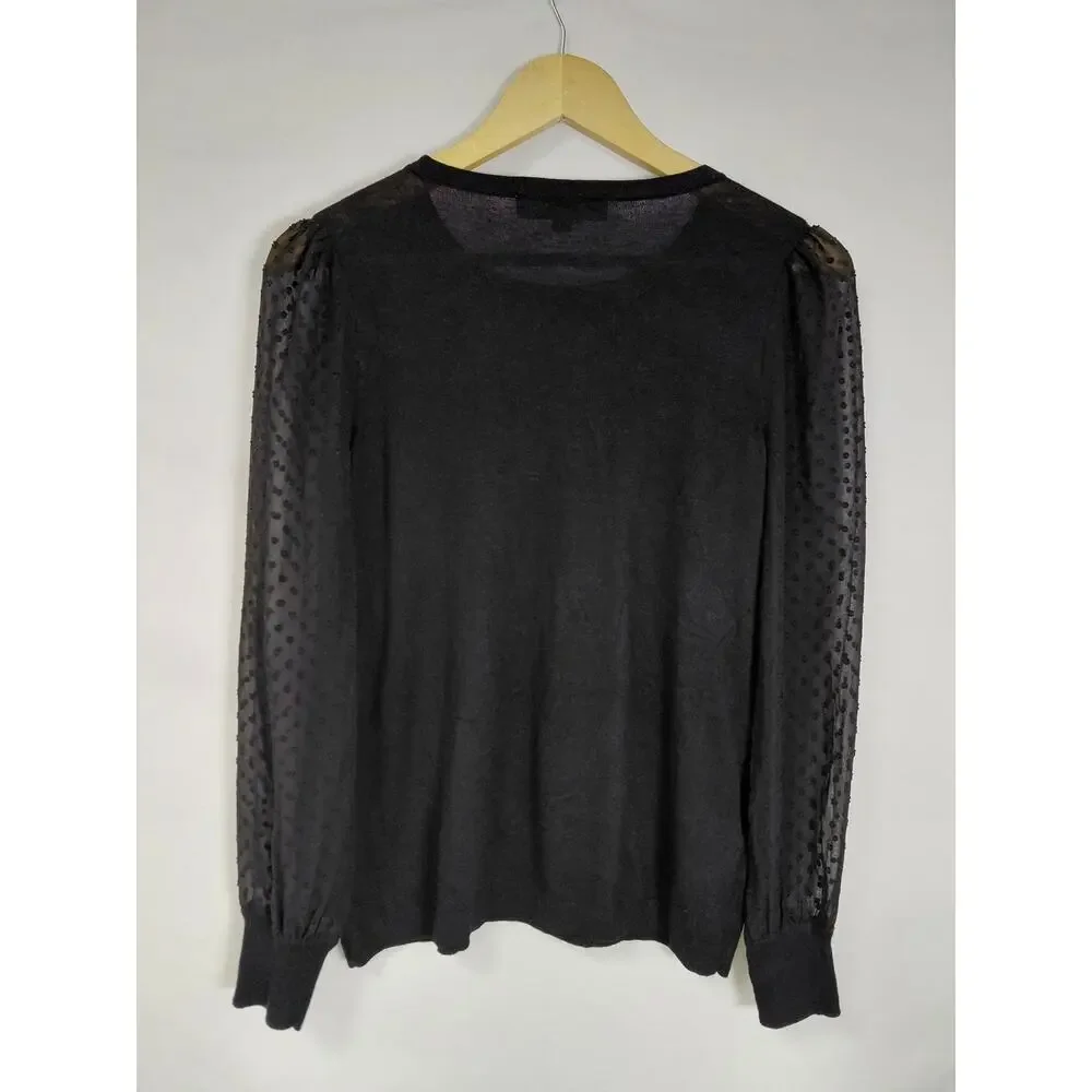 Loft Wool Blend Black Long Sleeve Top Women Size S